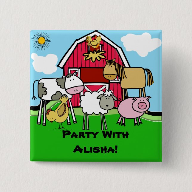 Custom Farm Animals Button (Front)