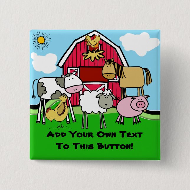 Custom Farm Animals Button (Front)