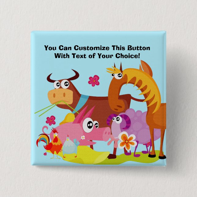 Custom Farm Animals Button (Front)