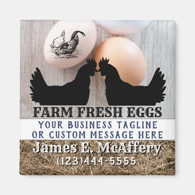 Custom Farm Fresh Chicken Eggs Advertising Magnet (Front)