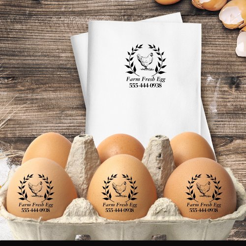 Custom Farm Fresh Egg self Ink Round  Stamp