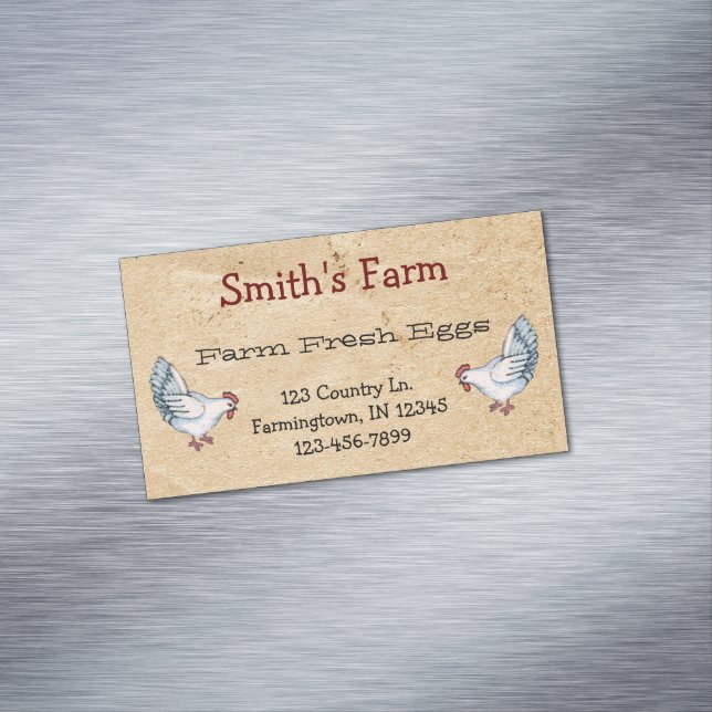 Custom Farm Fresh Eggs Business Card Magnet (In Situ)