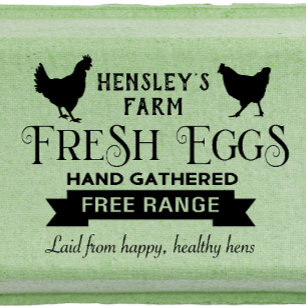 Custom Farm Fresh Eggs Carton Stamp Hens & Banner