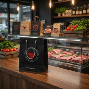 Custom Farm Fresh Premium Beef Business Logo Medium Gift Bag
