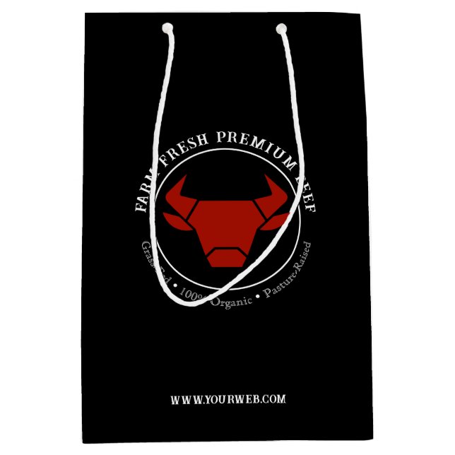 Custom Farm Fresh Premium Beef Business Logo Medium Gift Bag (Front)