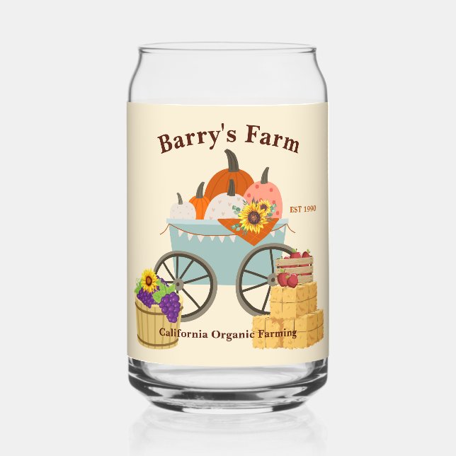 Custom Farm Fun Can Glass (Front)