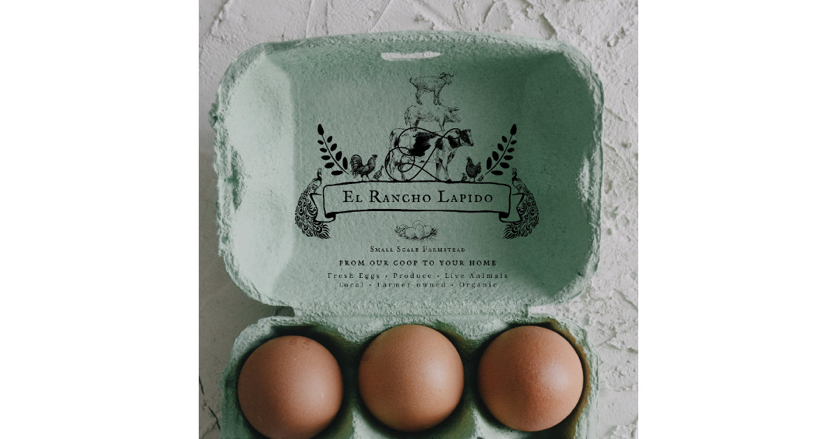 Country Script Family Farm Fresh Egg Carton Self-inking Stamp