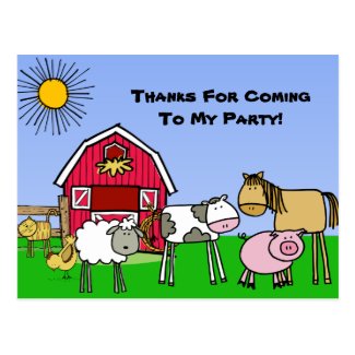 Custom Farm Theme Birthday Thank You Postcard