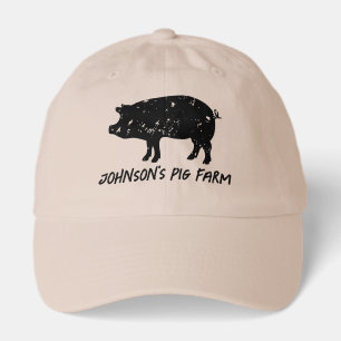 Custom farmer hat with black pig logo