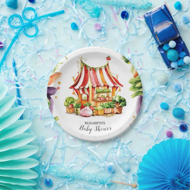 Custom Farmer's Market Baby Shower Paper Plates (Party)