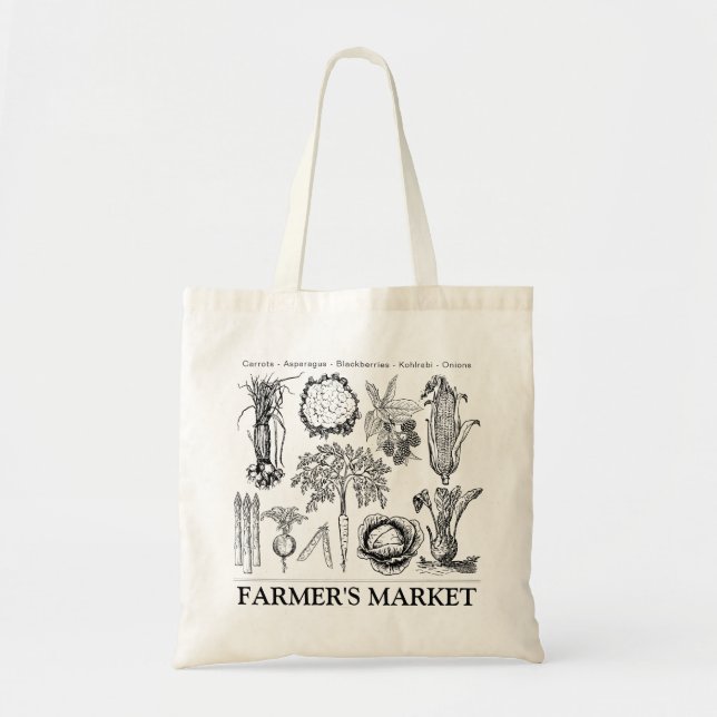 Custom Farmer's Market Farmhouse Produce Tote Bag (Front)