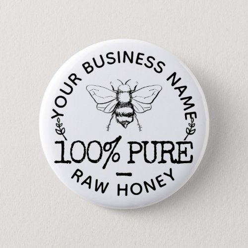 Custom Farmhouse Apiary Logo Cute Bumblebee Honey Button