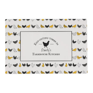 Custom Farmhouse Kitchen Chicken Pattern Placemat
