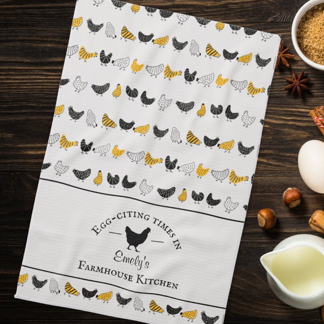Custom Farmhouse Kitchen Chicken Pattern Towel (farmhouse kitchen towel)