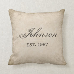 Custom Farmhouse Pillow, Your Last Name & EST Date Throw Pillow