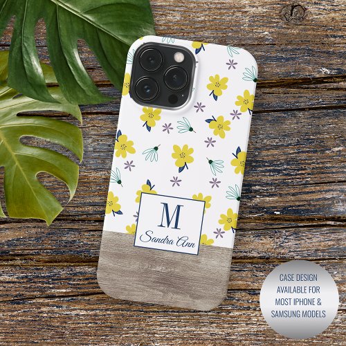 Custom Farmhouse Woodgrain And Floral Art Pattern iPhone 15 Pro Max Case