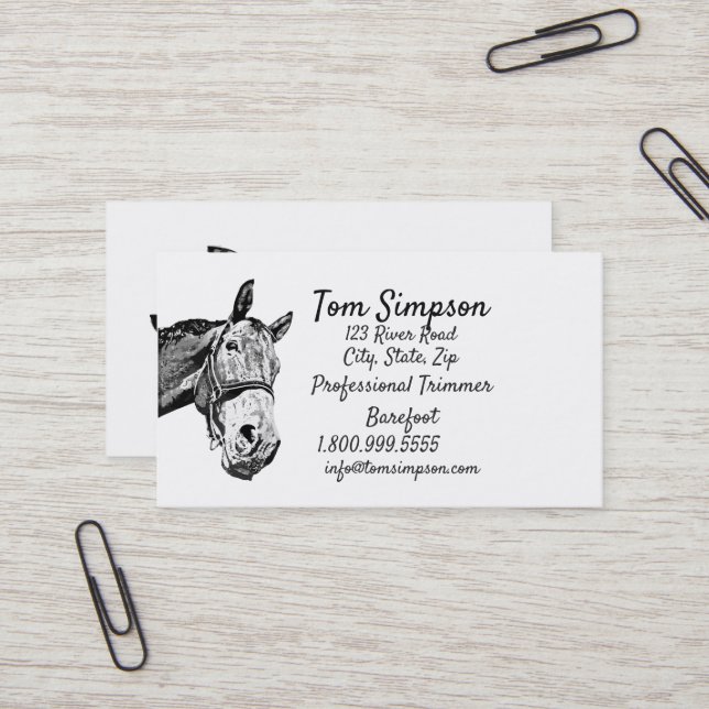 Custom Farrier Trimmer  Horse Business Card (Front/Back In Situ)