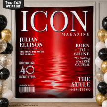 Custom Fashion Magazine Banner, Black Red Party