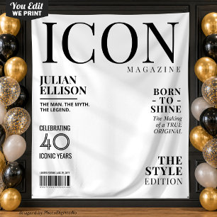 Custom Fashion Magazine Banner Decor, White Party Tapestry