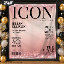 Custom Fashion Magazine Banner, Rose Gold Party