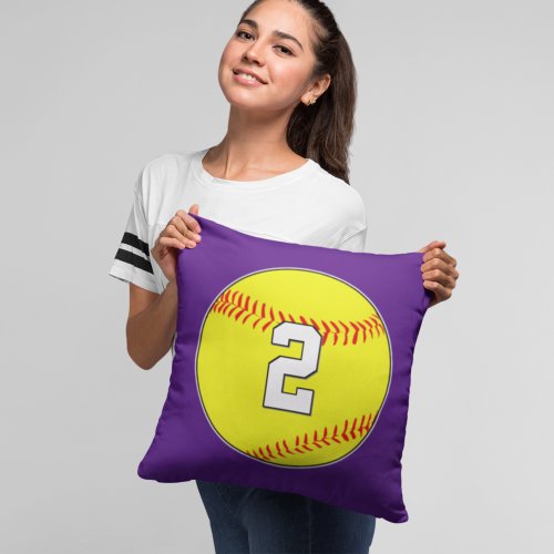 Custom Fastpitch Softball Player Number  Letters Throw Pillow