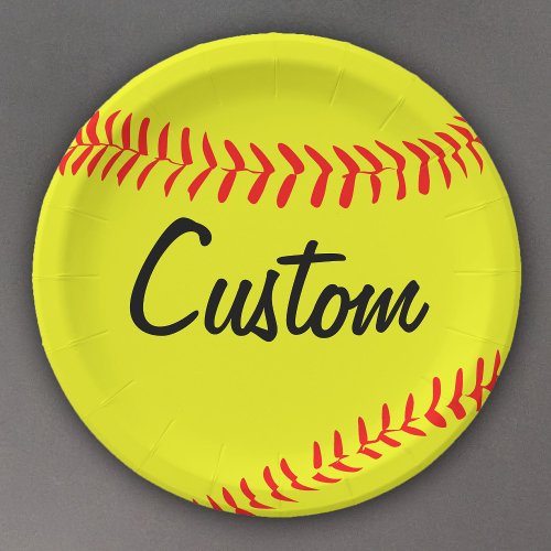 Custom Fastpitch Softball Team Name or Text Party Paper Plates