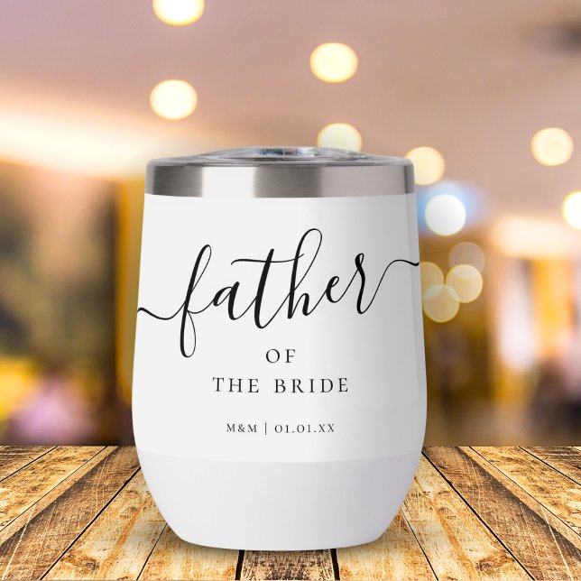 Custom Father of the Bride Script Calligraphy Name Thermal Wine Tumbler (Creator Uploaded)