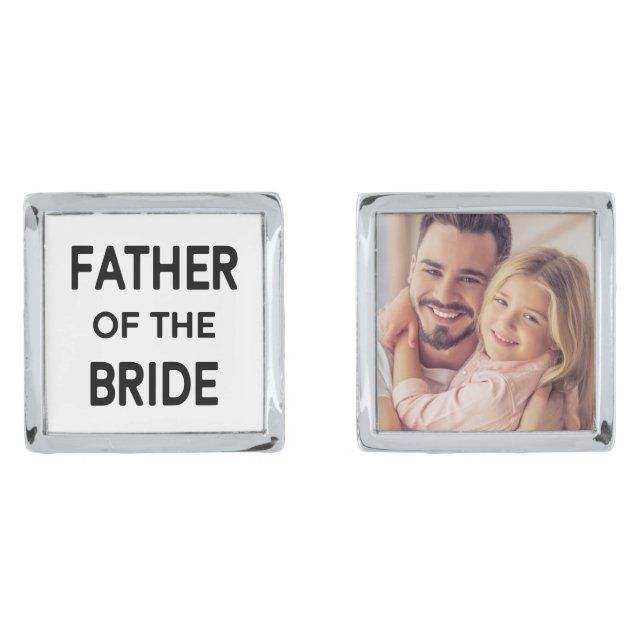 Custom Father of the Bride Wedding Photo Cufflinks (Front)