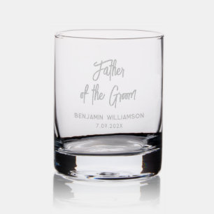 Custom Father Of The Groom Elegant Script Wedding Rocks Glass
