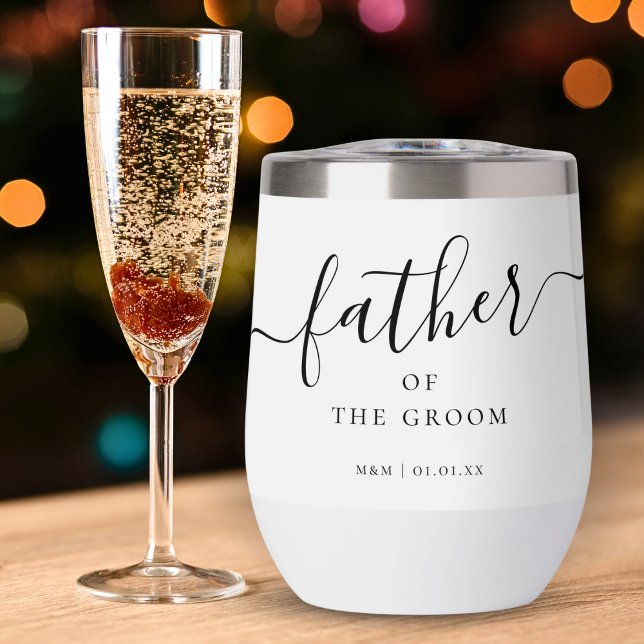 Custom Father of the Groom Script Calligraphy Name Thermal Wine Tumbler (Creator Uploaded)