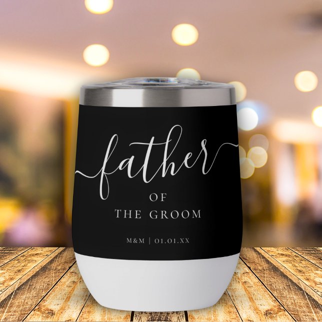 Custom Father of the Groom Script Calligraphy Name Thermal Wine Tumbler (Creator Uploaded)
