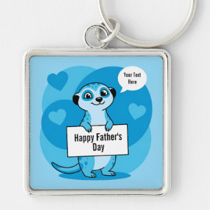Custom Father’s Day Cute Meerkat Illustration Keychain