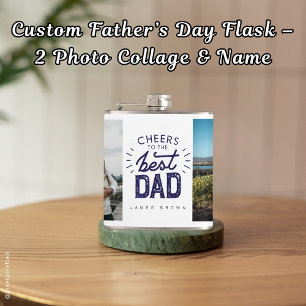 Custom Father’s Day Flask – 2 Photo Collage & Name