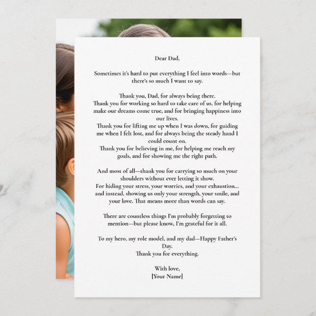 Custom Father’s Day Message Photo card (Front/Back)