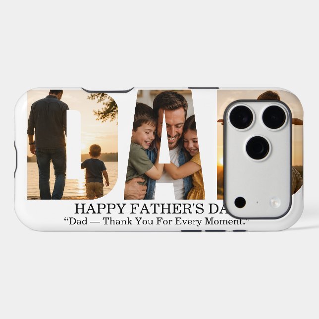 Custom Father’s Day Photo Collage Card iPhone Case (Back Horizontal)