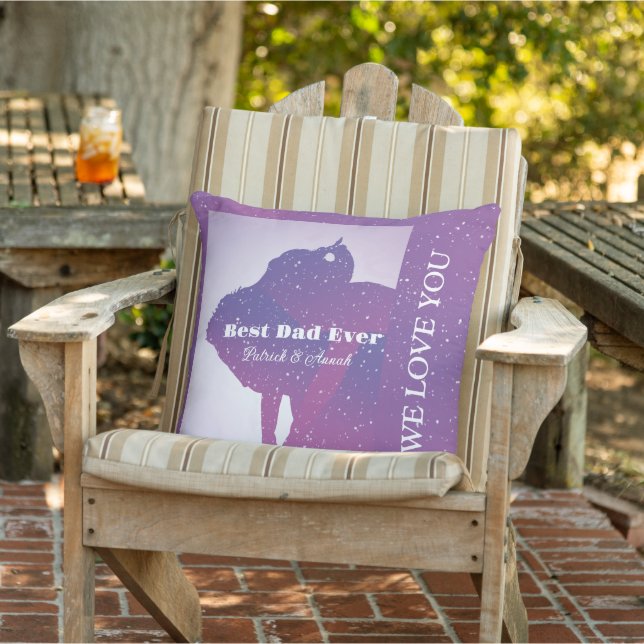 Custom Fatherhood Appreciation Purple Night Sky Outdoor Pillow (Chair)