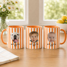Custom Father's Day 3 Photo Baby Face Orange