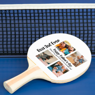 Custom Fathers day 4 photo collage Best Dad Ever Ping Pong Paddle