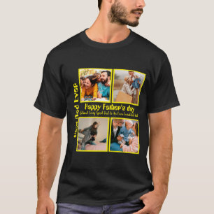Custom Fathers day 4 photo collage Best Dad Ever T-Shirt