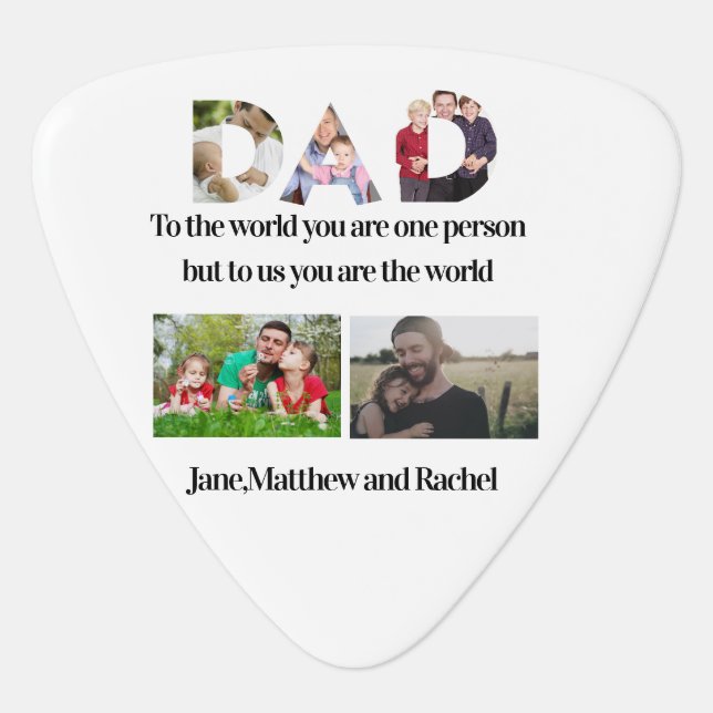 Custom Father's Day 5 Photo Collage   Guitar Pick (Front)
