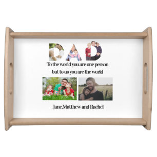 Custom Father's Day 5 Photo Collage Serving Tray