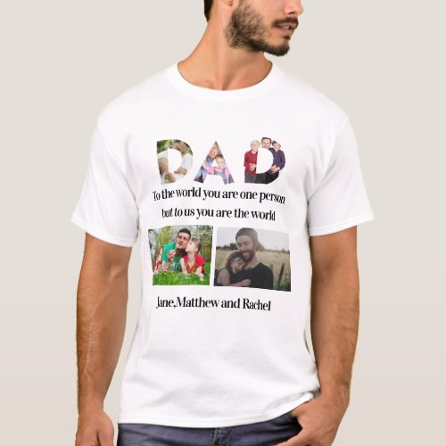 Custom Fathers Day 5 Photo Collage  T_Shirt