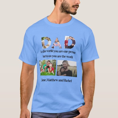 Custom Fathers Day 5 Photo Collage  T_Shirt