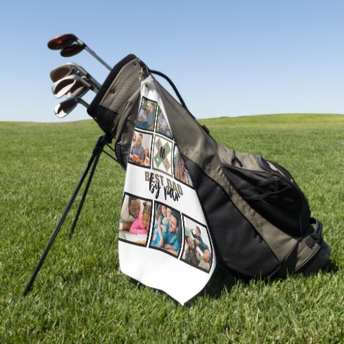 Custom Fathers Day Best Dad By Par 8 Photo Collage Golf Towel