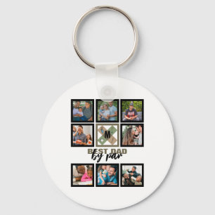 Custom Fathers Day Best Dad By Par 8 Photo Collage Keychain