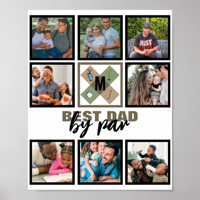 Custom Fathers Day Best Dad By Par 8 Photo Collage Poster (Front)