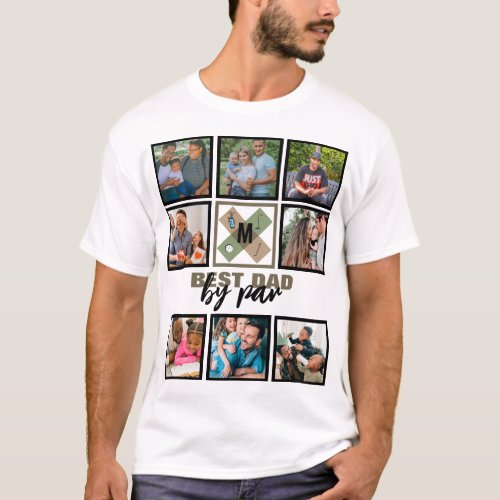 Custom Fathers Day Best Dad By Par 8 Photo Collage T_Shirt