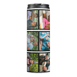 Custom Fathers Day Best Dad By Par 8 Photo Collage Thermal Tumbler