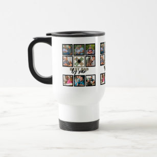 Custom Fathers Day Best Dad By Par 8 Photo Collage Travel Mug