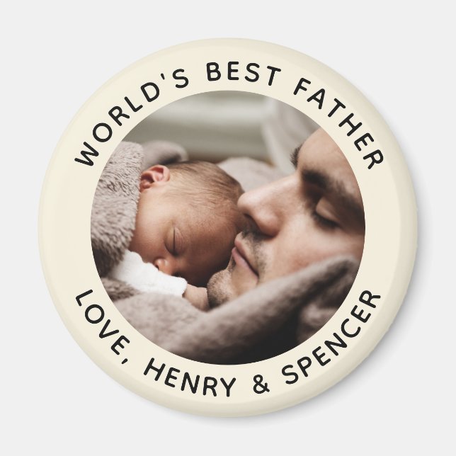 Custom Father's Day Chic Minimalist Photo Magnet (Front)